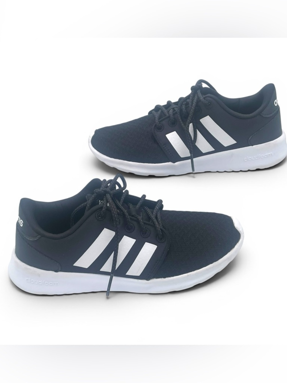 Adidas Cloudfoam Black White Sneakers Women Size 5 - Picture 2 of 8